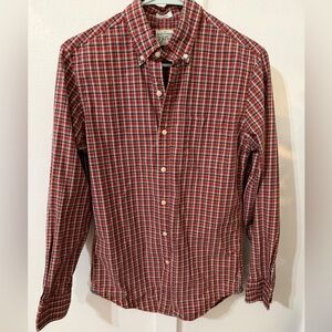 J. Crew Men's Red and Black Plaid Shirt